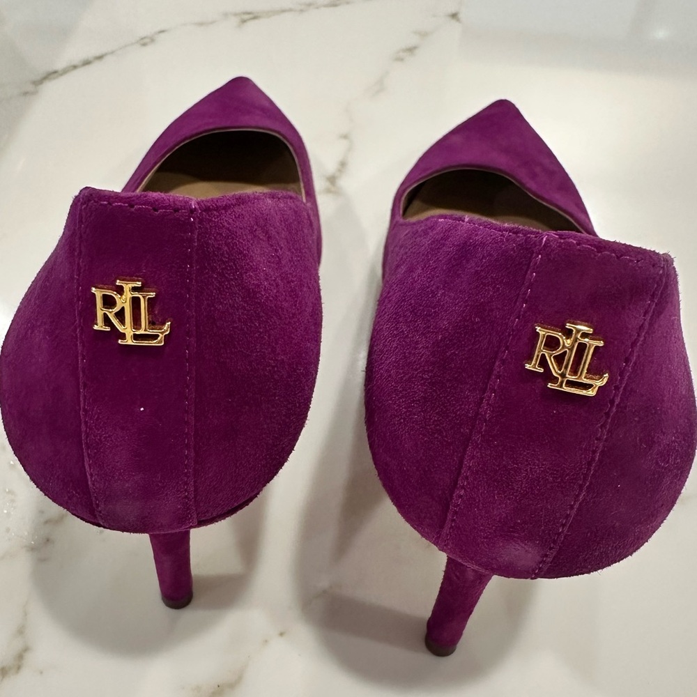 Lauren Ralph Lauren Lanette Pink Suede Pointed-Toe Heels Size 8.5 - Picture 6 of 6